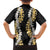 Puakenikeni and Maile Lei Family Matching Off The Shoulder Long Sleeve Dress and Hawaiian Shirt Black Double Strand Lei