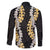 Puakenikeni and Maile Lei Family Matching Off The Shoulder Long Sleeve Dress and Hawaiian Shirt Black Double Strand Lei