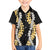 Puakenikeni and Maile Lei Family Matching Off The Shoulder Long Sleeve Dress and Hawaiian Shirt Black Double Strand Lei