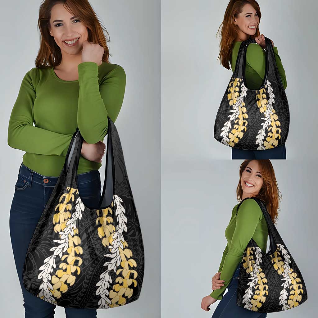 Puakenikeni and Maile Lei Grocery Bag Black Double Strand Lei