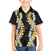 Puakenikeni and Maile Lei Hawaiian Shirt Black Double Strand Lei