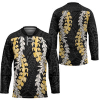 Puakenikeni and Maile Lei Hockey Jersey Black Double Strand Lei - Polynesian Pride