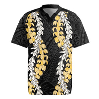 Puakenikeni and Maile Lei Rugby Jersey Black Double Strand Lei