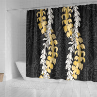 Puakenikeni and Maile Lei Shower Curtain Black Double Strand Lei