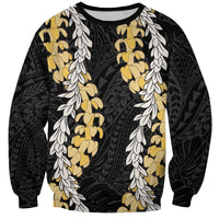 Puakenikeni and Maile Lei Sweatshirt Black Double Strand Lei