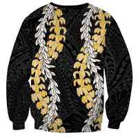 Puakenikeni and Maile Lei Sweatshirt Black Double Strand Lei