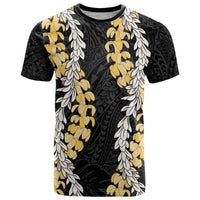 Puakenikeni and Maile Lei T Shirt Black Double Strand Lei LT9 Black - Polynesian Pride