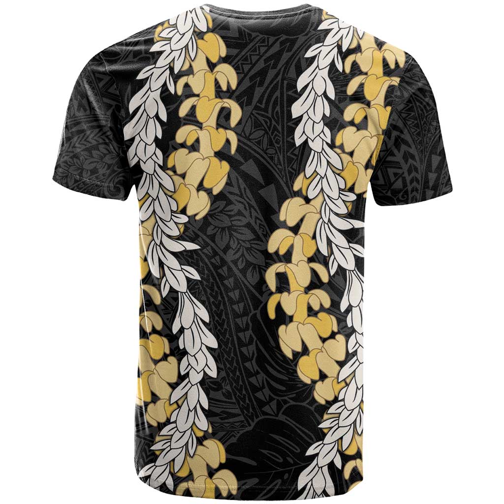 Puakenikeni and Maile Lei T Shirt Black Double Strand Lei LT9 - Polynesian Pride