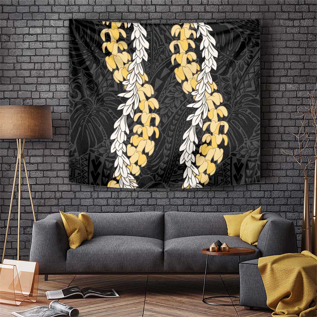 Puakenikeni and Maile Lei Tapestry Black Double Strand Lei