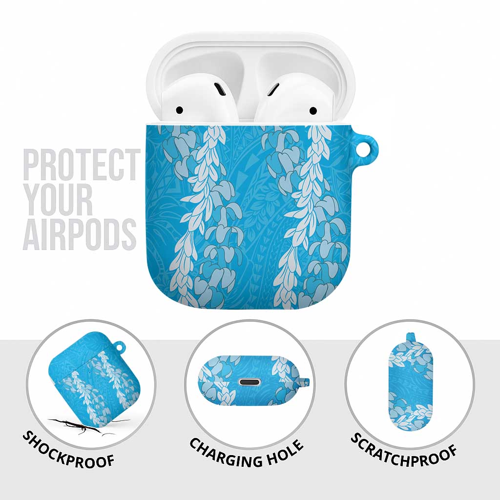 Puakenikeni and Maile Lei AirPods Case Blue Double Strand Lei - Polynesian Pride