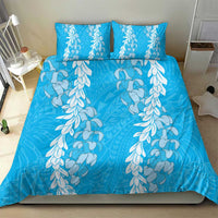 Puakenikeni and Maile Lei Bedding Set Blue Double Strand Lei