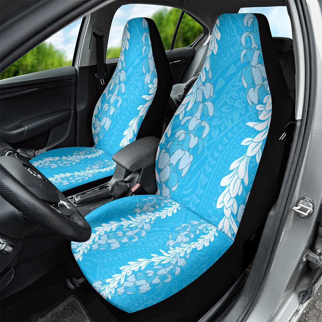 Puakenikeni and Maile Lei Car Seat Cover Blue Double Strand Lei