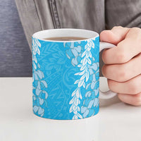 Puakenikeni and Maile Lei Ceramic Mug Blue Double Strand Lei - Polynesian Pride