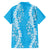 Puakenikeni and Maile Lei Family Matching Off The Shoulder Long Sleeve Dress and Hawaiian Shirt Blue Double Strand Lei
