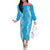 Puakenikeni and Maile Lei Family Matching Off The Shoulder Long Sleeve Dress and Hawaiian Shirt Blue Double Strand Lei