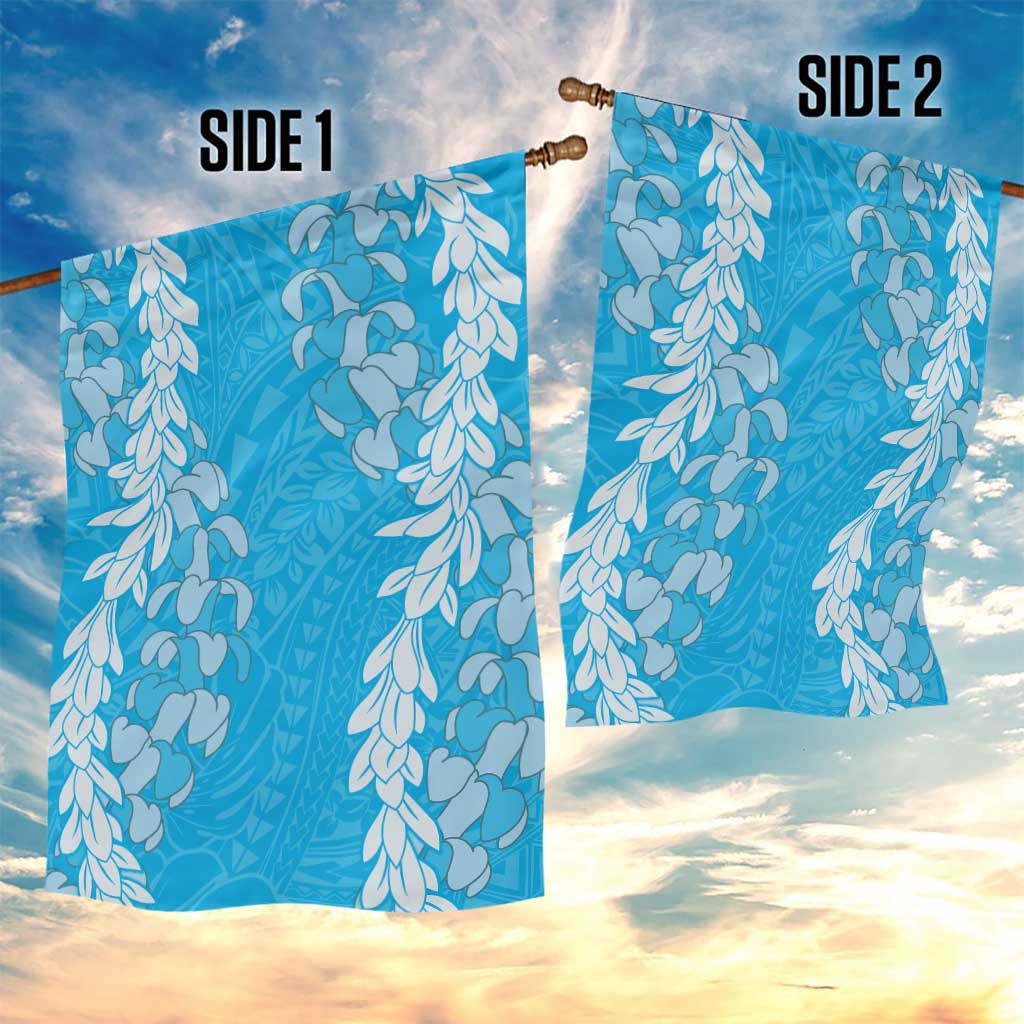 Puakenikeni and Maile Lei Garden Flag Blue Double Strand Lei