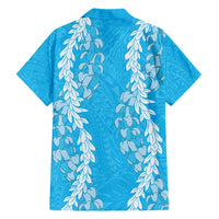 Puakenikeni and Maile Lei Hawaiian Shirt Blue Double Strand Lei