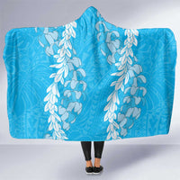 Puakenikeni and Maile Lei Hooded Blanket Blue Double Strand Lei