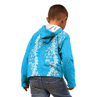 Puakenikeni and Maile Lei Kid Hoodie Blue Double Strand Lei