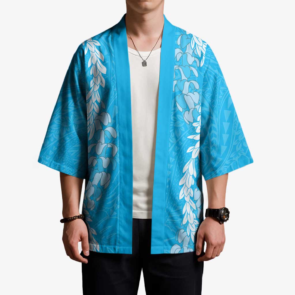Puakenikeni and Maile Lei Kimono Blue Double Strand Lei - Polynesian Pride