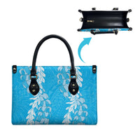 Puakenikeni and Maile Lei Leather Bag Blue Double Strand Lei - Polynesian Pride