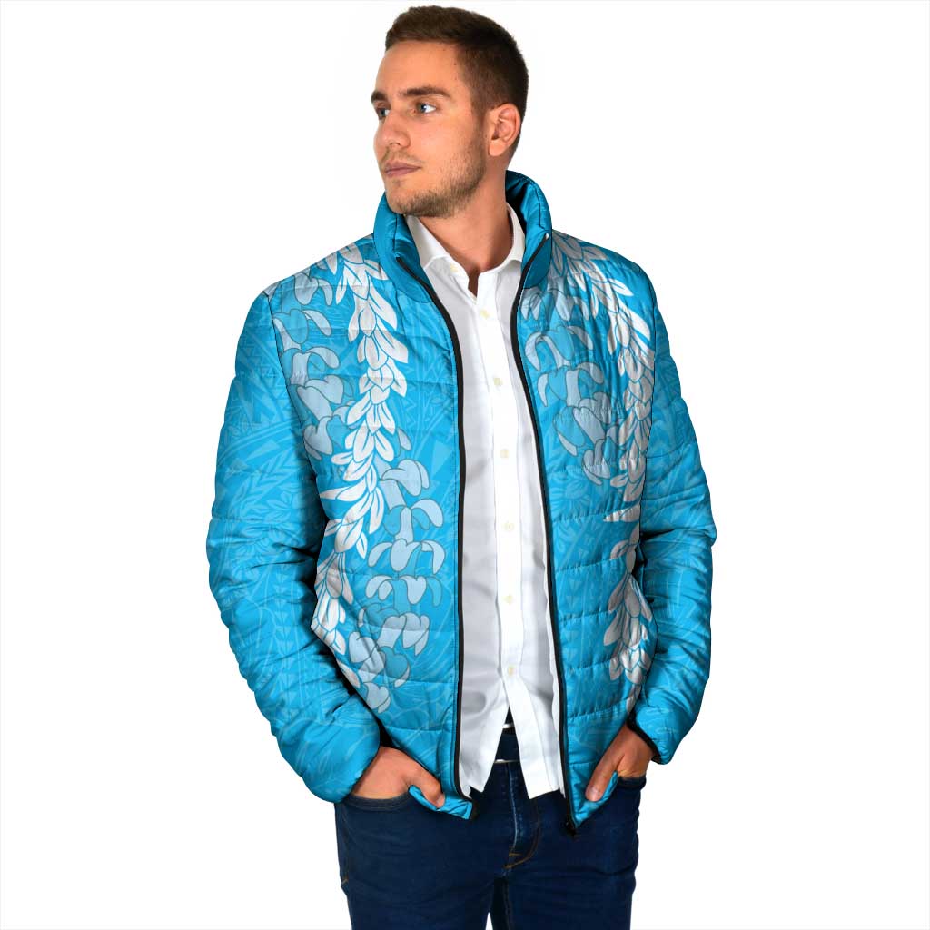 Puakenikeni and Maile Lei Padded Jacket Blue Double Strand Lei LT9 - Polynesian Pride