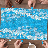 Puakenikeni and Maile Lei Puzzle Blue Double Strand Lei - Polynesian Pride