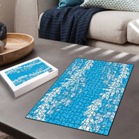 Puakenikeni and Maile Lei Puzzle Blue Double Strand Lei - Polynesian Pride