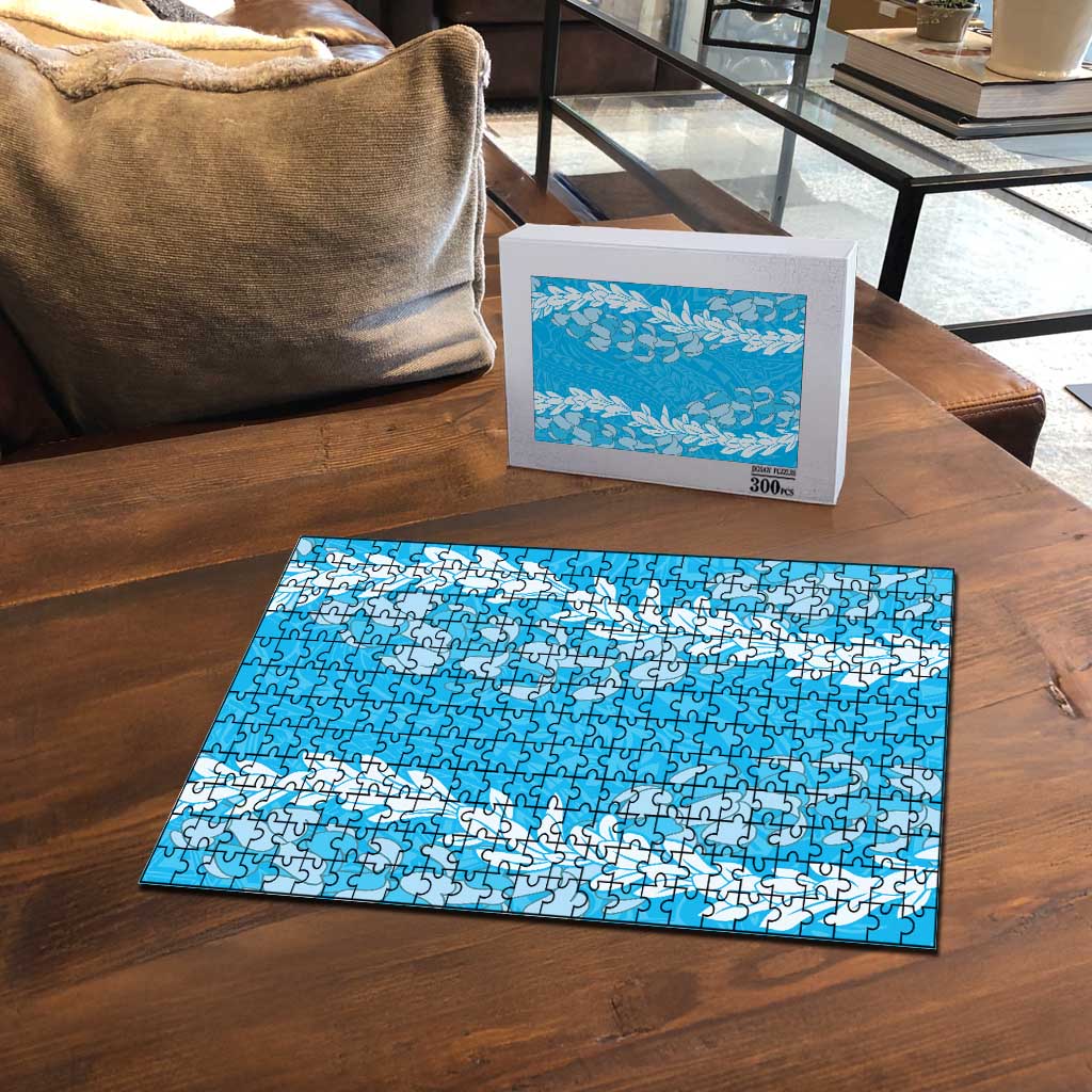 Puakenikeni and Maile Lei Puzzle Blue Double Strand Lei - Polynesian Pride