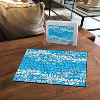 Puakenikeni and Maile Lei Puzzle Blue Double Strand Lei - Polynesian Pride