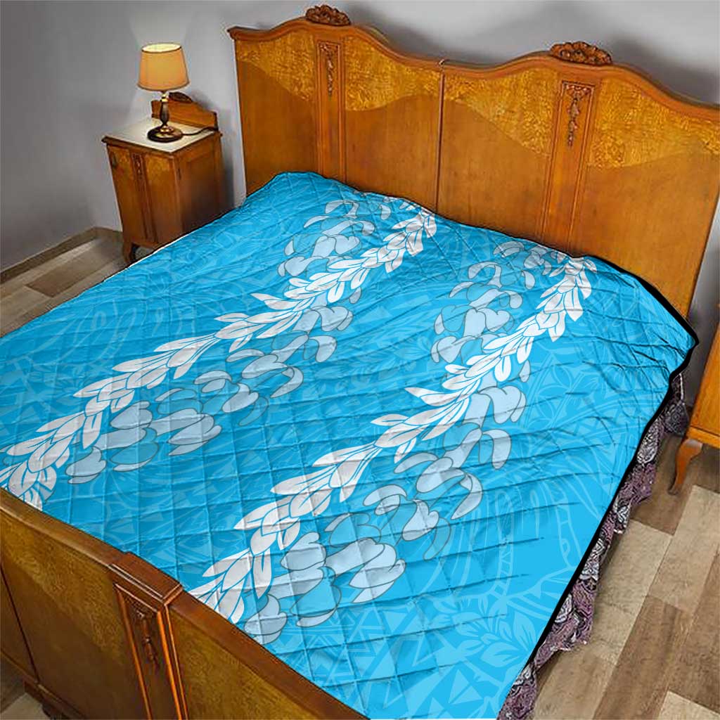 Puakenikeni and Maile Lei Quilt Blue Double Strand Lei LT9 - Polynesian Pride