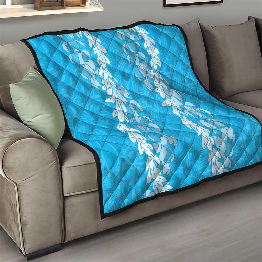 Puakenikeni and Maile Lei Quilt Blue Double Strand Lei LT9 - Polynesian Pride