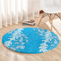 Puakenikeni and Maile Lei Round Carpet Blue Double Strand Lei