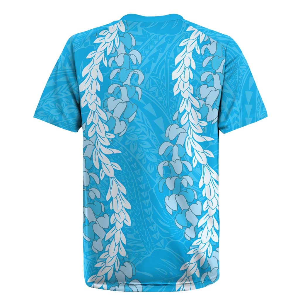 Puakenikeni and Maile Lei Rugby Jersey Blue Double Strand Lei