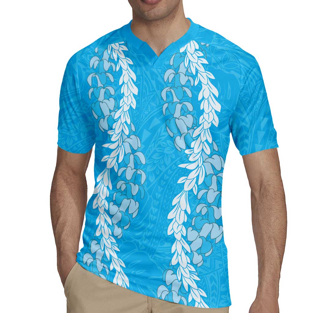 Puakenikeni and Maile Lei Rugby Jersey Blue Double Strand Lei