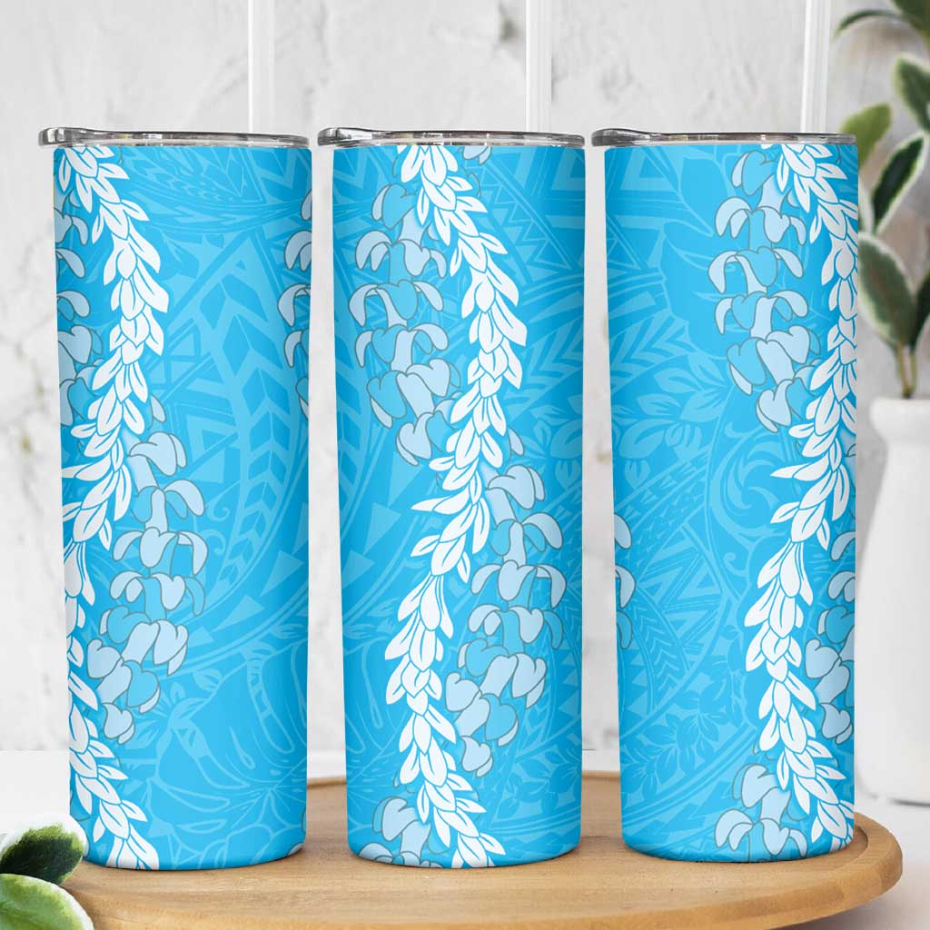 Puakenikeni and Maile Lei Skinny Tumbler Blue Double Strand Lei LT9 - Polynesian Pride