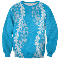 Puakenikeni and Maile Lei Sweatshirt Blue Double Strand Lei