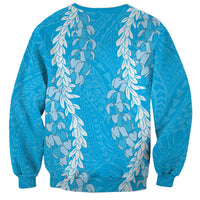 Puakenikeni and Maile Lei Sweatshirt Blue Double Strand Lei