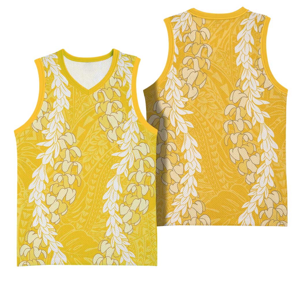 Puakenikeni and Maile Lei Basketball Jersey Gold Double Strand Lei - Polynesian Pride