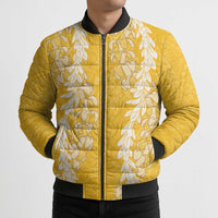 Puakenikeni and Maile Lei Bomber Puffer Jacket Gold Double Strand Lei - Polynesian Pride