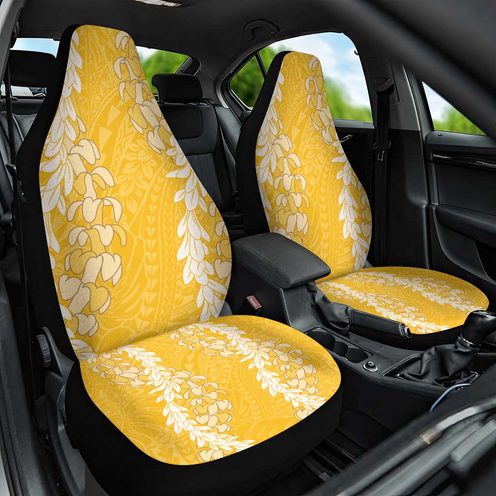 Puakenikeni and Maile Lei Car Seat Cover Gold Double Strand Lei