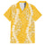 Puakenikeni and Maile Lei Family Matching Off The Shoulder Long Sleeve Dress and Hawaiian Shirt Gold Double Strand Lei
