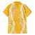 Puakenikeni and Maile Lei Family Matching Off The Shoulder Long Sleeve Dress and Hawaiian Shirt Gold Double Strand Lei