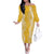 Puakenikeni and Maile Lei Family Matching Off The Shoulder Long Sleeve Dress and Hawaiian Shirt Gold Double Strand Lei