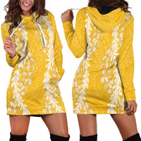 Puakenikeni and Maile Lei Hoodie Dress Gold Double Strand Lei