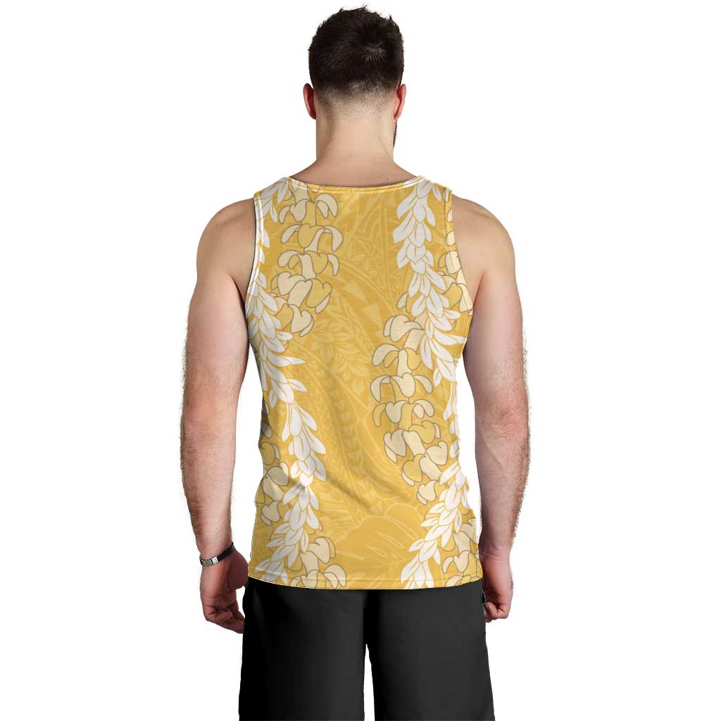 Puakenikeni and Maile Lei Men Tank Top Gold Double Strand Lei