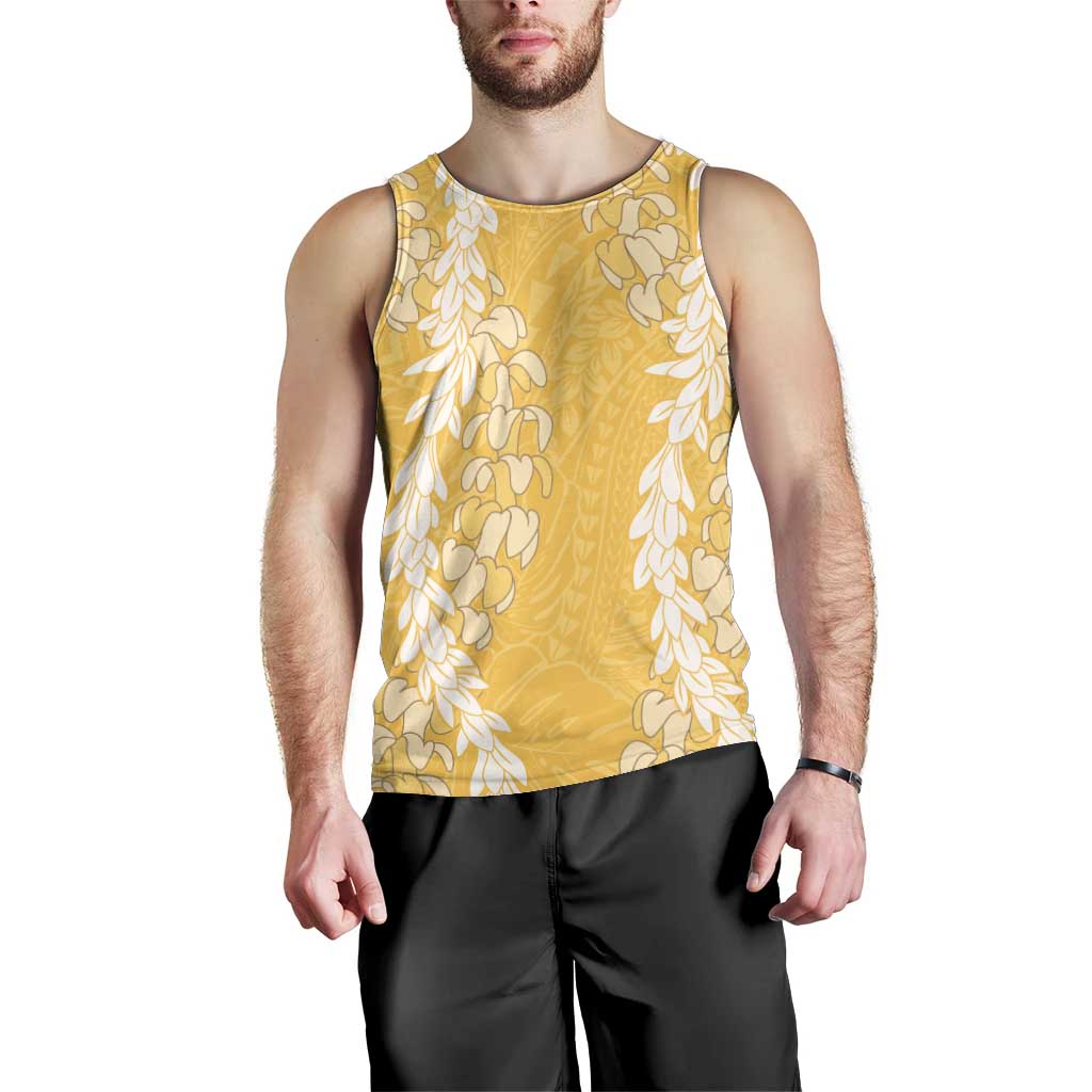 Puakenikeni and Maile Lei Men Tank Top Gold Double Strand Lei