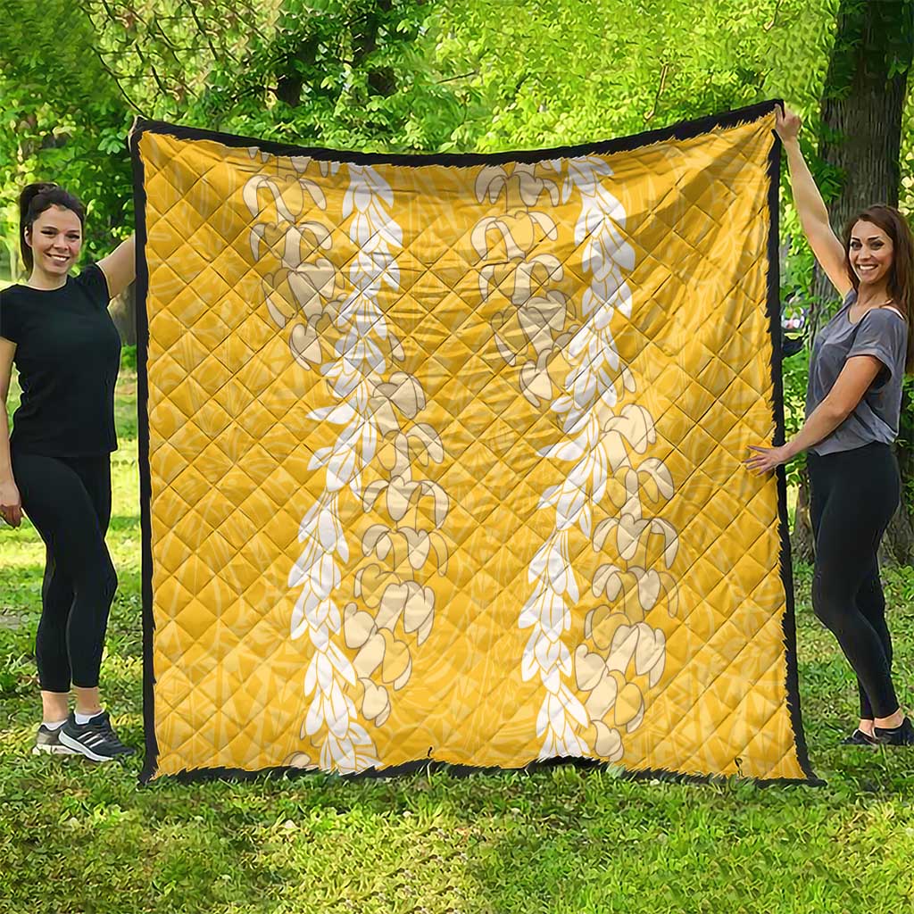 Puakenikeni and Maile Lei Quilt Gold Double Strand Lei