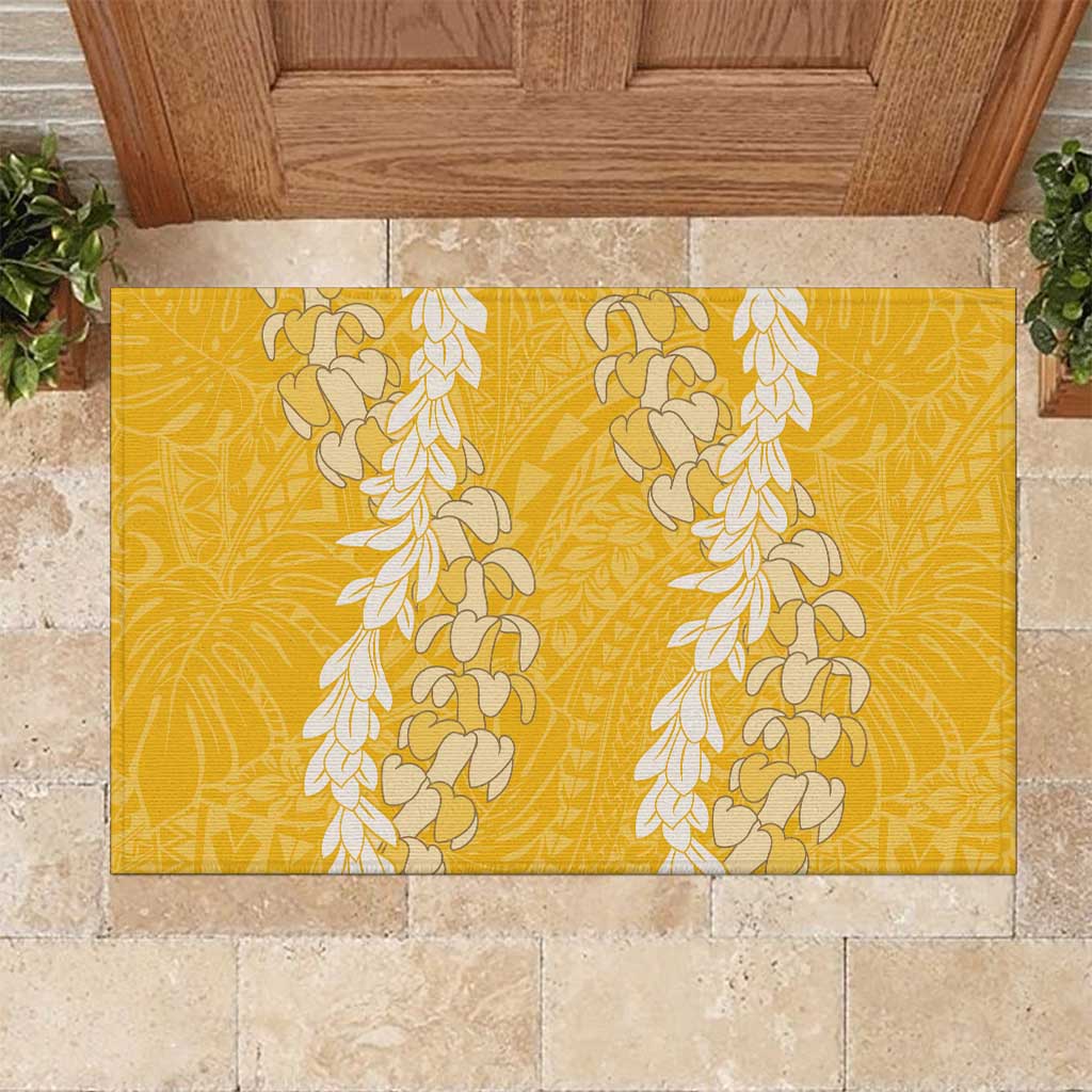 Puakenikeni and Maile Lei Rubber Doormat Gold Double Strand Lei