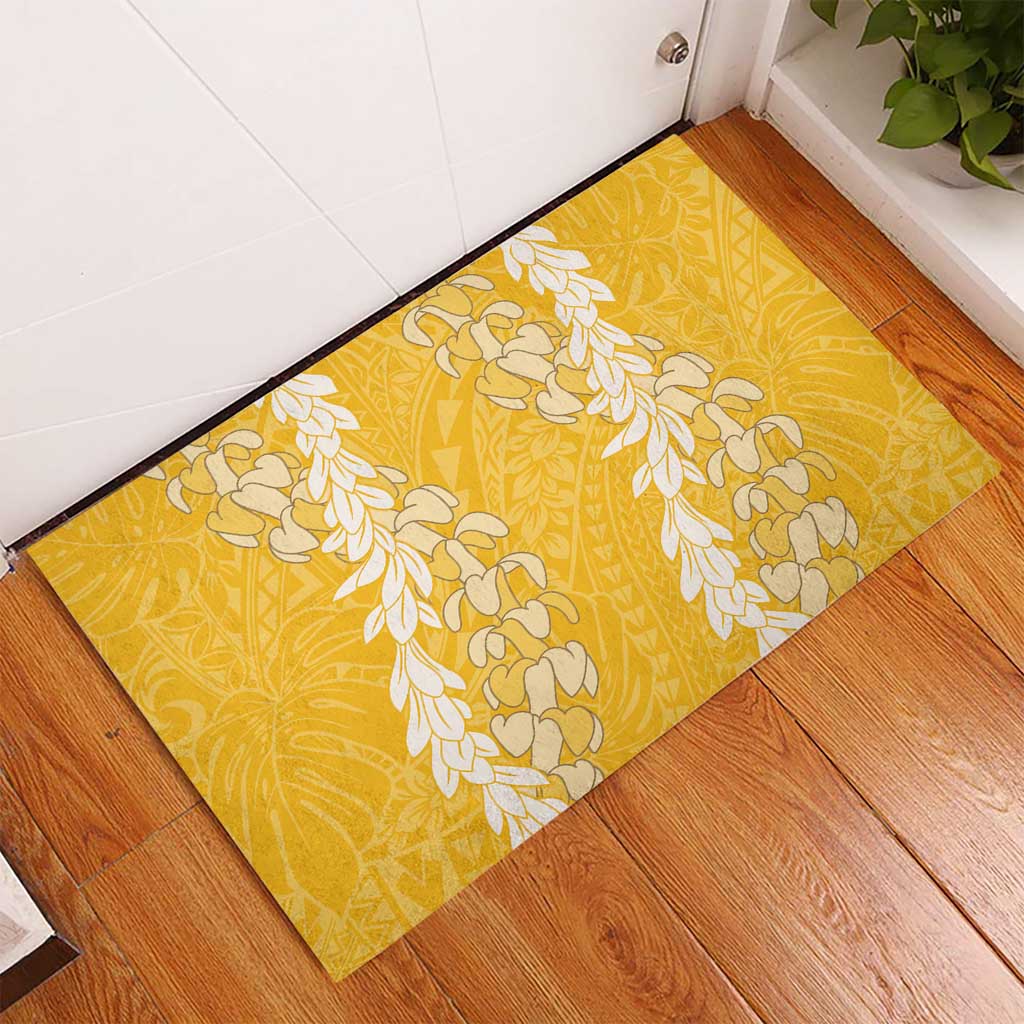 Puakenikeni and Maile Lei Rubber Doormat Gold Double Strand Lei